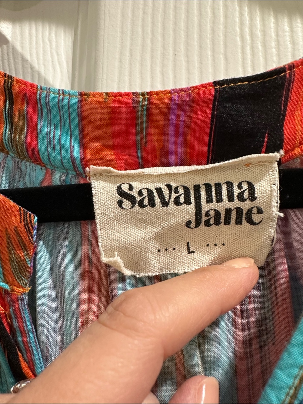 Multi-Color Button-Front Long Sleeve Blouse - Picture 4 of 4